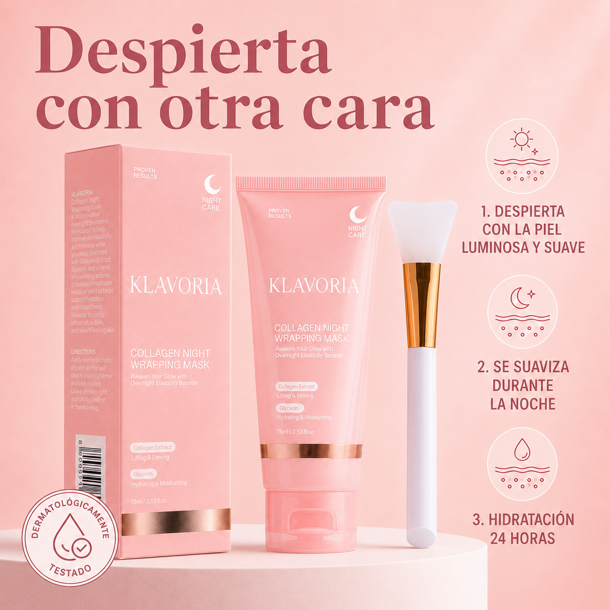 Klavoria™ | Piel firme, hidratada y luminosa al despertar. Cada mañana. Sin rutinas complicadas