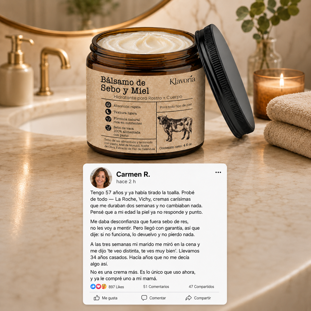 Klavoria™ | Bálsamo de Sebo & Miel Natural
